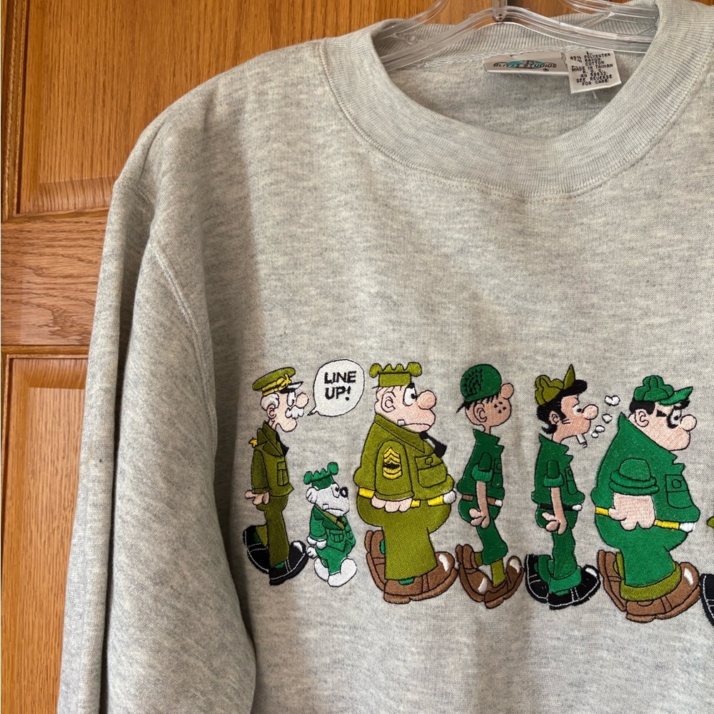Gray Graphic Vintage Beetle Bailey Crew Neck Sweater - Picture 2 of 7